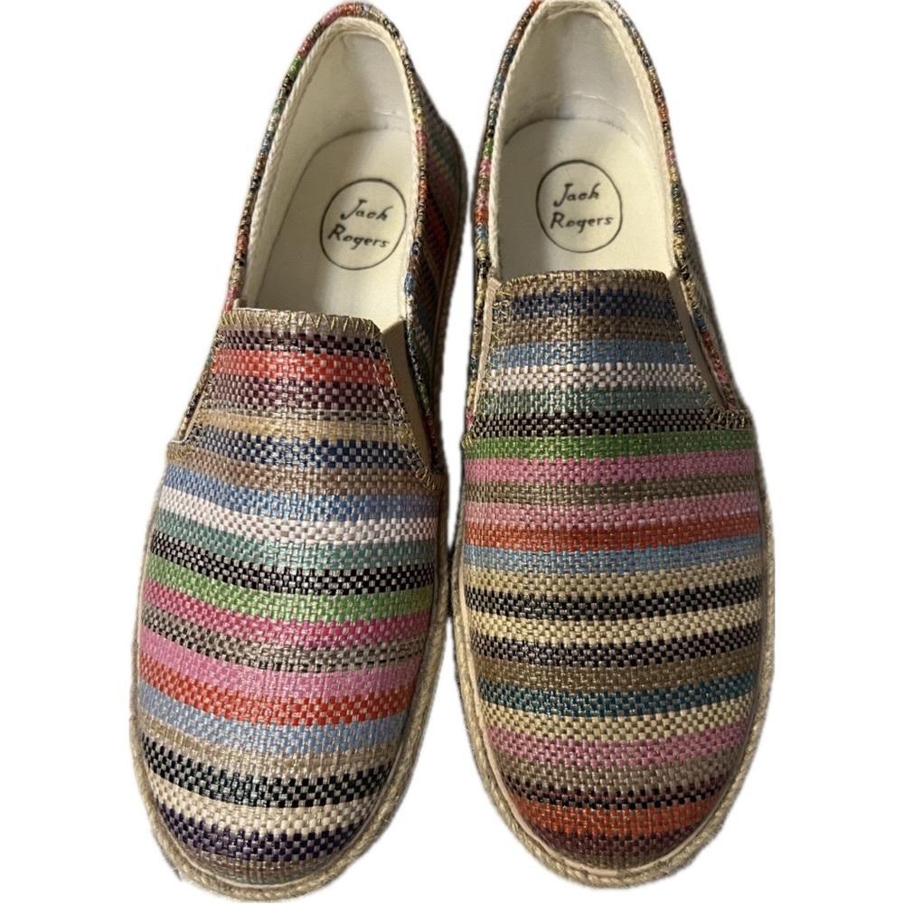 Jack Rogers Tucker slip-on loafers, multi-colored stripe, size 8.5.